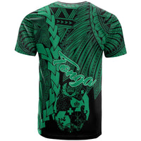 Tonga Polynesian T Shirt Tribal Wave Tattoo Green - Polynesian Pride