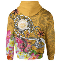 Hawaii Polynesian Zip up Hoodie Hawaii Seal With Turtle Plumeria (Gold) - Polynesian Pride