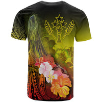 Kosrae T Shirt Humpback Whale with Tropical Flowers (Yellow) - Polynesian Pride