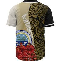 Federated States Of Micronesia Polynesian Custom Personalised Baseball Shirt - Coat Of Arm With Hibiscus Gold - Polynesian Pride