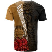 Federated States of Micronesia Custom T Shirt Coat of Arms With Hibiscus Gold - Polynesian Pride