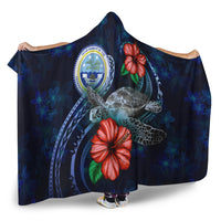 Federated States Of Micronesia Polynesian Hooded Blanket - Blue Turtle Hibiscus - Polynesian Pride