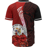Niue Polynesian Baseball Shirt - Coat Of Arm With Hibiscus - Polynesian Pride