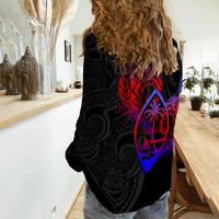 Valentine Day Guam Couple Women Casual Shirt Heart Tribal - LT12 - Polynesian Pride