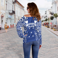 Gambier Islands Tribal Tattoo Women Off Shoulder Sweater - LT12 - Polynesian Pride