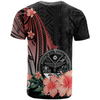 Marshall Islands Custom T Shirt Red Polynesian Hibiscus Pattern Style - Polynesian Pride