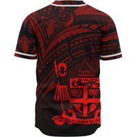 Fiji Baseball Shirt - Red Color Cross Style - Polynesian Pride