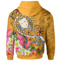 Fiji Custom Hoodie Turtle Plumeria (Gold) - Polynesian Pride