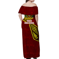 Tonga Vava'u High School Tongan Patterns Off Shoulder Long Dress - LT12 - Polynesian Pride