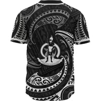 Vanuatu Polynesian Custom Personalised Baseball Shirt - White Tribal Wave - Polynesian Pride