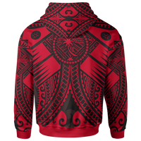 Chuuk Zip up Hoodie Red Seal with Polynesian Tattoo - Polynesian Pride