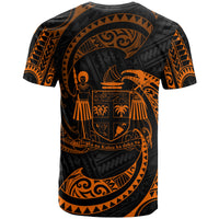 Fiji Polynesian All Over T Shirt Orange Tribal Wave - Polynesian Pride