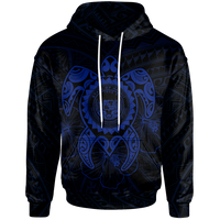 Hawaii Polynesian Hoodie Vintage Polynesian Turtle (Blue) Unisex Blue - Polynesian Pride