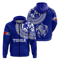 Tonga Hoodie Tongan Blue Turtle LT12 Zip Hoodie Blue - Polynesian Pride