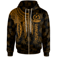 Vanuatu Zip up Hoodie Polynesian Wings (Golden) Unisex Golden - Polynesian Pride