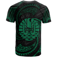 Tahiti Polynesian Custom T Shirt Green Tribal Wave - Polynesian Pride