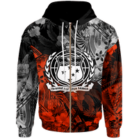 Samoa Polynesian Zip up Hoodie Vintage Polynesian Style Unisex Black - Polynesian Pride
