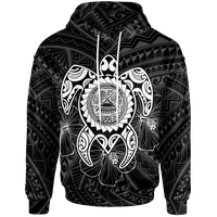 American Samoa Polynesian Hoodie Vintage Polynesian Turtle (White) Unisex White - Polynesian Pride