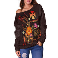 Wallis and Futuna Polynesian Personalised Women's Off Shoulder Sweater - Legend of Wallis and Futuna (Red) - Polynesian Pride