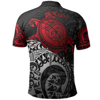 Hawaii Polo Shirt Kanaka Maoli Polynesian Red Turtle Tattoo - Polynesian Pride