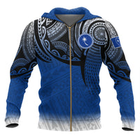Chuuk Micronesia Zip up Hoodie Tattoo Pattern Unisex Blue - Polynesian Pride