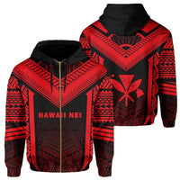 Hawaii Kanaka Polynesian Zip up Hoodie Active Red Unisex Red - Polynesian Pride