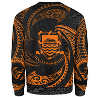Tuvalu Polynesian Sweater - Orange Tribal Wave - Polynesian Pride