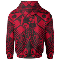 Tonga Polynesian Hoodie Tonga Red Seal with Polynesian tattoo - Polynesian Pride
