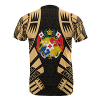 Tonga T Shirt Tonga Coat of Arms Polynesian Tattoo Gold Style - Polynesian Pride