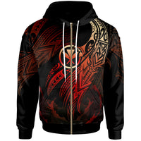 Hawaii Polynesian Zip Hoodie Legend Red Version Unisex Black - Polynesian Pride