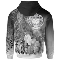 Samoa Hoodie Humpback Whale with Tropical Flowers (White) - Polynesian Pride