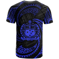 Samoa Polynesian T Shirt Blue Tribal Wave - Polynesian Pride