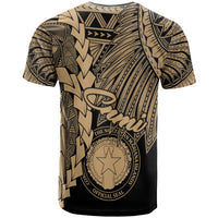 Northern Mariana Islands Polynesian Custom T Shirt Tribal Wave Tattoo Gold - Polynesian Pride