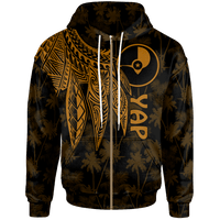 Yap Zip up Hoodie Polynesian Wings (Golden) Unisex Golden - Polynesian Pride