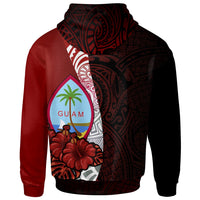 Guam Polynesian Zip up Hoodie Coat of Arm With Hibiscus - Polynesian Pride
