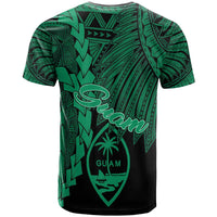 Guam Polynesian Custom T Shirt Tribal Wave Tattoo Green - Polynesian Pride