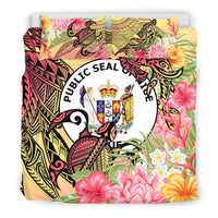 Niue Bedding Set - Flowers Tropical With Sea Animals - Polynesian Pride