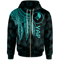 Yap Zip up Hoodie Polynesian Wings (Turquoise) Unisex Turquoise - Polynesian Pride