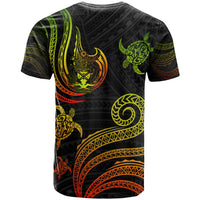 Solomon Islands Custom T Shirt Polynesian Turtle With Pattern Reggae - Polynesian Pride