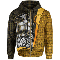 Cook Islands Polynesian Zip up Hoodie Gold Turtle with Hook Unisex GOLD - Polynesian Pride