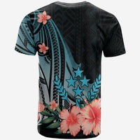 Yap T Shirt Turquoise Polynesian Hibiscus Pattern Style - Polynesian Pride
