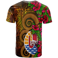 Tahiti Polynesian Custom T Shirt Tiki With Hibiscus - Polynesian Pride