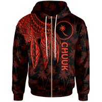 Chuuk Zip up Hoodie Polynesian Wings (Red) Unisex Red - Polynesian Pride