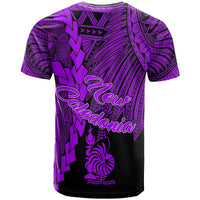 New Caledonia Polynesian T Shirt Tribal Wave Tattoo Purple - Polynesian Pride