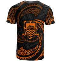 Tuvalu Polynesian Custom T Shirt Orange Tribal Wave - Polynesian Pride