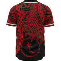Chuuk Polynesian Baseball Shirt - Tribal Wave Tattoo Red - Polynesian Pride