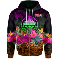 Federated States of Micronesia Zip up Hoodie Summer Hibiscus Unisex Reggae - Polynesian Pride
