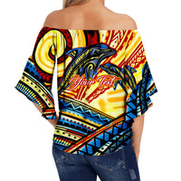 (Custom Personalised) Polynesia Best Mom Ever Off Shoulder Waist Wrap Top - LT12 - Polynesian Pride