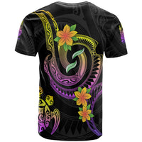 New Caledonia Custom T Shirt Plumeria Flowers with Spiral Patterns - Polynesian Pride