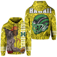 Polynesian Warrior Helmet Football Kanaka Kakau Hawaii Zip Hoodie Yellow Unisex Yellow - Polynesian Pride